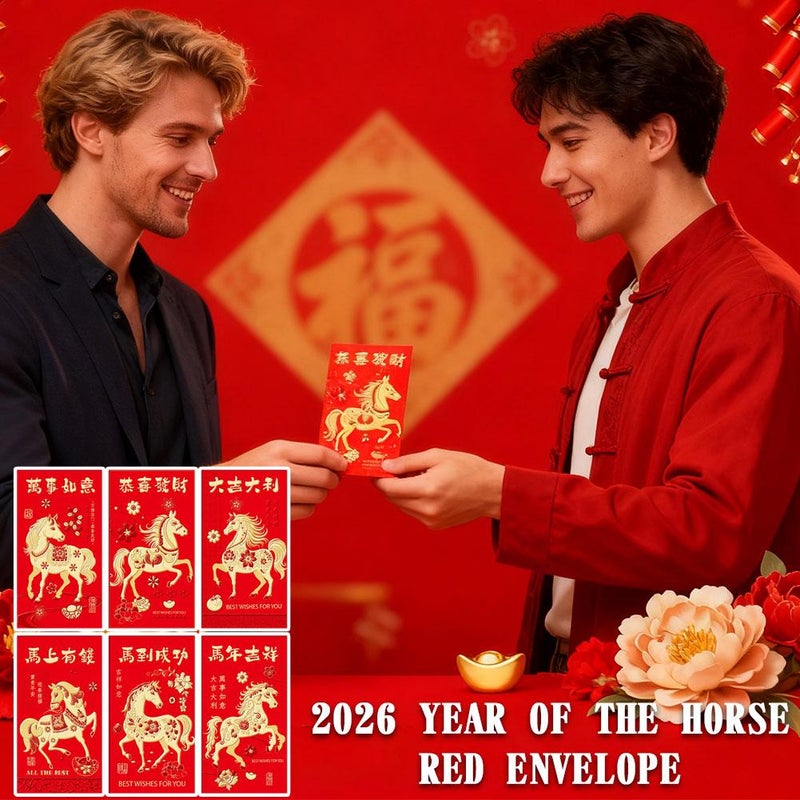 أظرف حمراء بمناسبة رأس السنة الصينية 2026، عام الحصان، حزم حمراء محظوظة لعيد الميلاد، الزفاف، عيد الميلاد، عيد الميلاد - Image 3